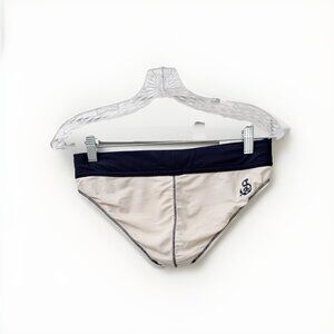 Nautical Accent Men’s Navy/Ivory Swimsuit Brief Andrew Christian Vintage Size S